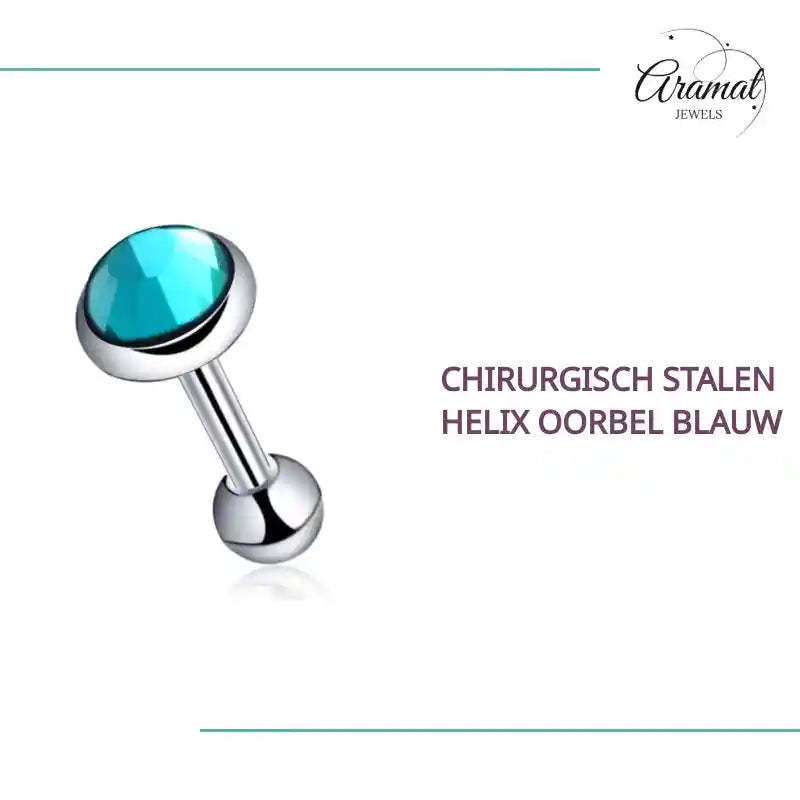 Chirurgisch Stalen helix oorbel blauw by@Outfy