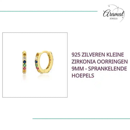 925 Zilveren Kleine Zirkonia Oorringen 9mm - Sprankelende Hoepels by@Outfy