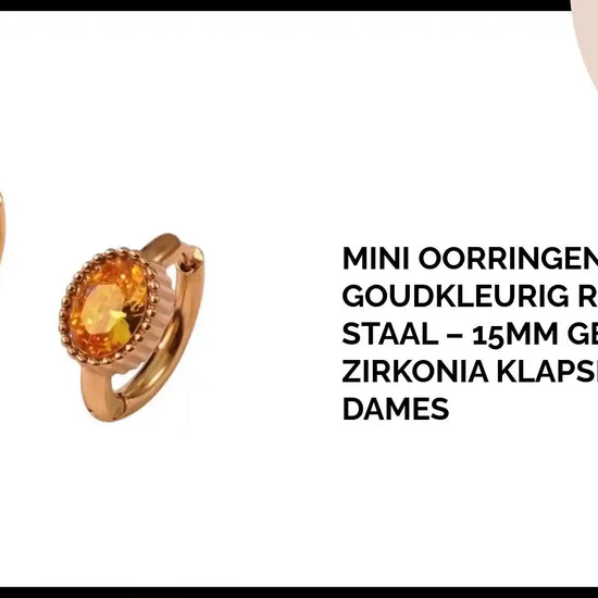 Mini Oorringen Goudkleurig Roestvrij Staal &ndash; 15mm Gele Zirkonia Klapsluiting Dames by@Outfy