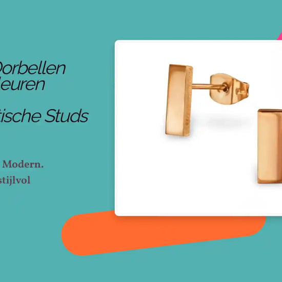 RVS Bar Oorbellen Diverse Kleuren 11x5mm - Minimalistische Studs by@Outfy