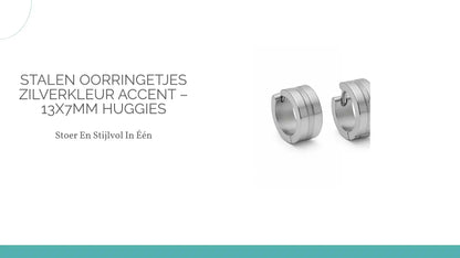 Stalen Oorringetjes Zilverkleur Accent &ndash; 13x7mm Huggies by@Outfy