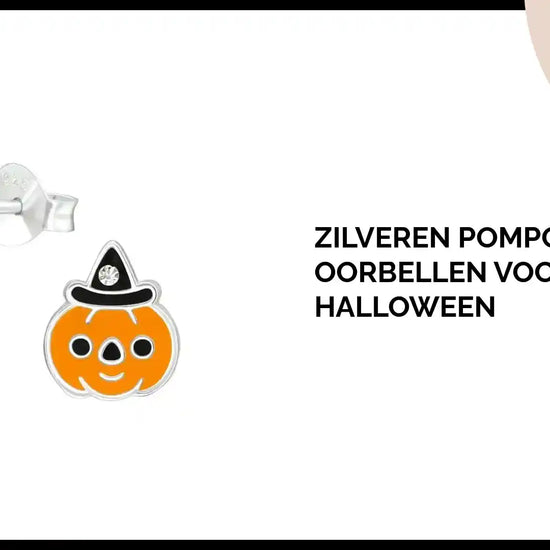 Zilveren Pompoen Oorbellen voor Halloween by@Outfy