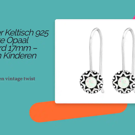Oorhanger Keltisch 925 Zilver Witte Opaal Geoxideerd 17mm &ndash; Dames en Kinderen by@Outfy