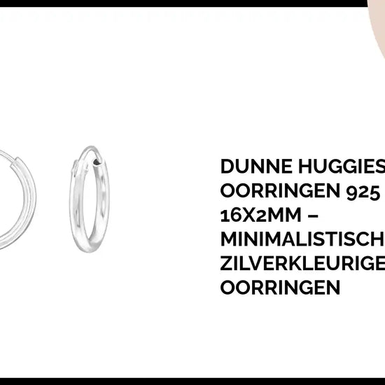 Dunne Huggies Oorringen 925 Zilver 16x2mm &ndash; Minimalistische Zilverkleurige Oorringen by@Outfy