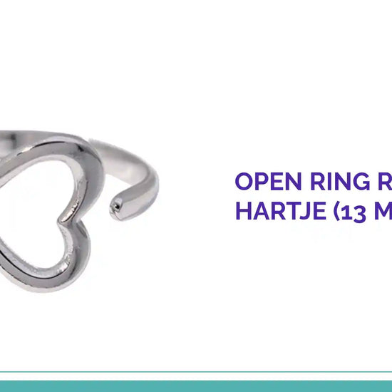 Open Ring RVS met Hartje (13 mm) by@Outfy