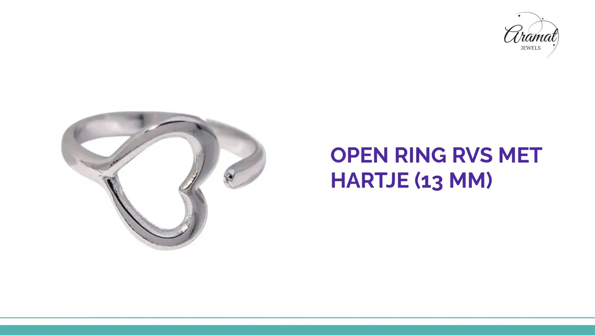 Open Ring RVS met Hartje (13 mm) by@Outfy