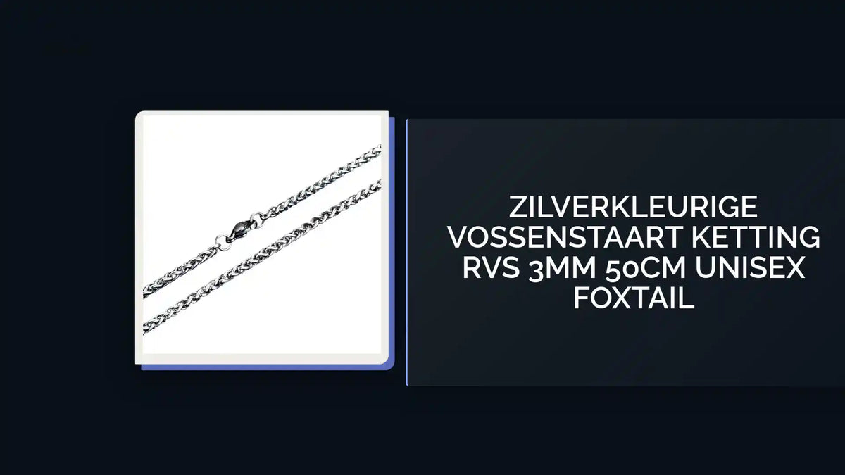 Zilverkleurige Vossenstaart Ketting RVS 3mm 50cm Unisex Foxtail by@Outfy