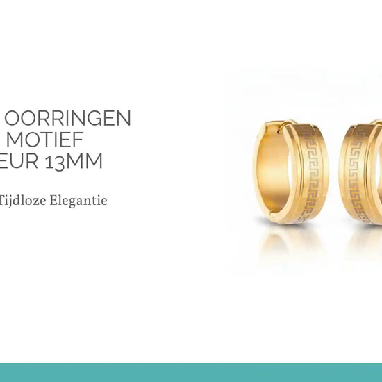 Kleine RVS Oorringen Grieks Motief Goudkleur 13mm by@Outfy