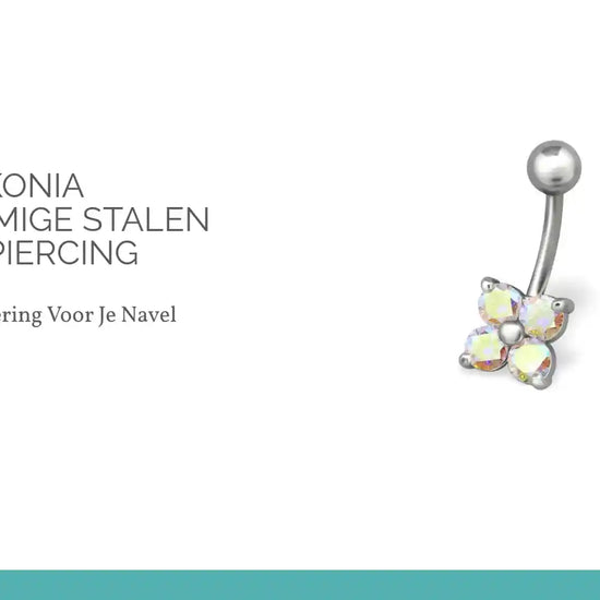 Zirkonia Bloemvormige Stalen Navelpiercing by@Outfy