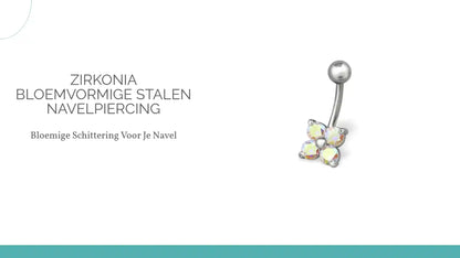 Zirkonia Bloemvormige Stalen Navelpiercing by@Outfy