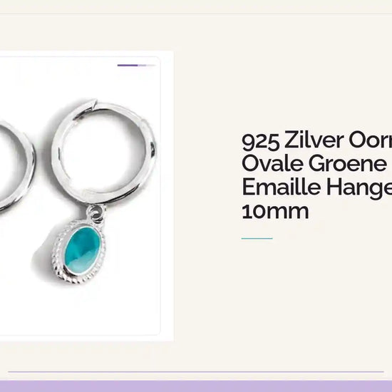 925 Zilver Oorringen Ovale Groene Emaille Hanger &ndash; 10mm by@Outfy