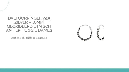 Bali Oorringen 925 Zilver &ndash; 16mm Geoxideerd Etnisch Antiek Huggie Dames by@Outfy