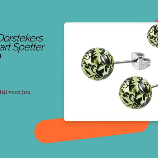 Bolletjes Oorstekers Groen Zwart Spetter RVS 6mm by@Outfy