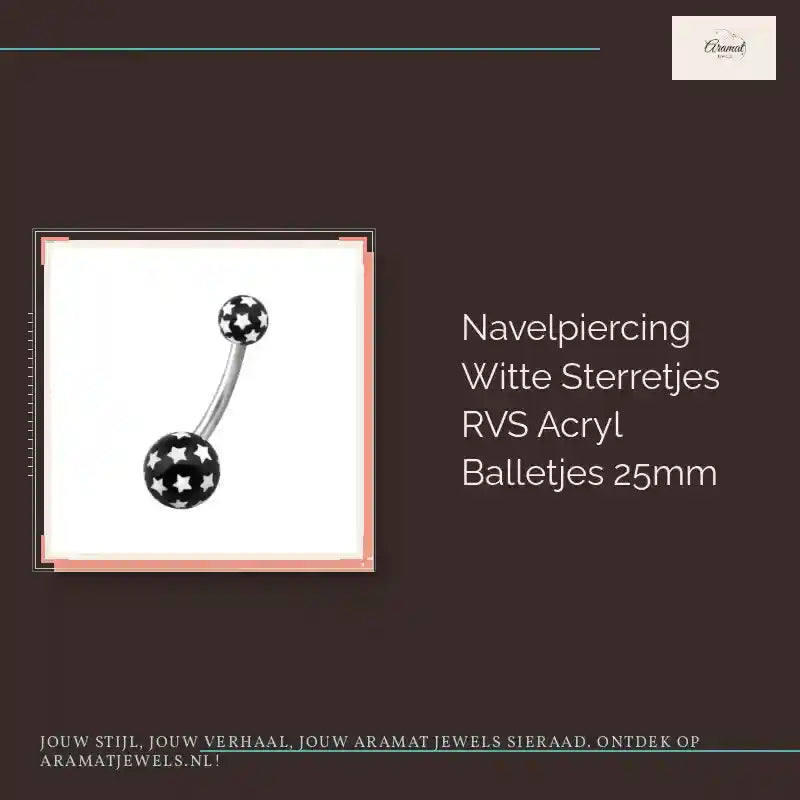 Navelpiercing Witte Sterretjes RVS Acryl Balletjes 25mm by@Outfy