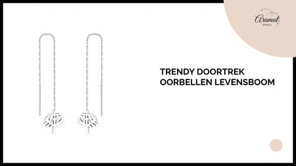 Trendy Doortrek Oorbellen levensboom by@Outfy