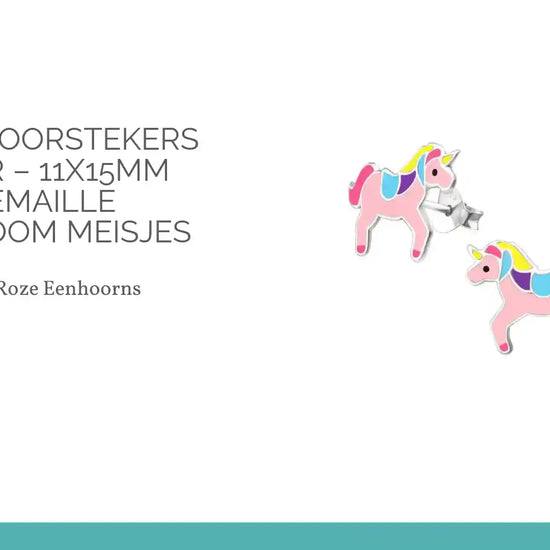 Eenhoorn Oorstekers 925 Zilver &ndash; 11x15mm Roze Emaille Monochroom Meisjes by@Outfy