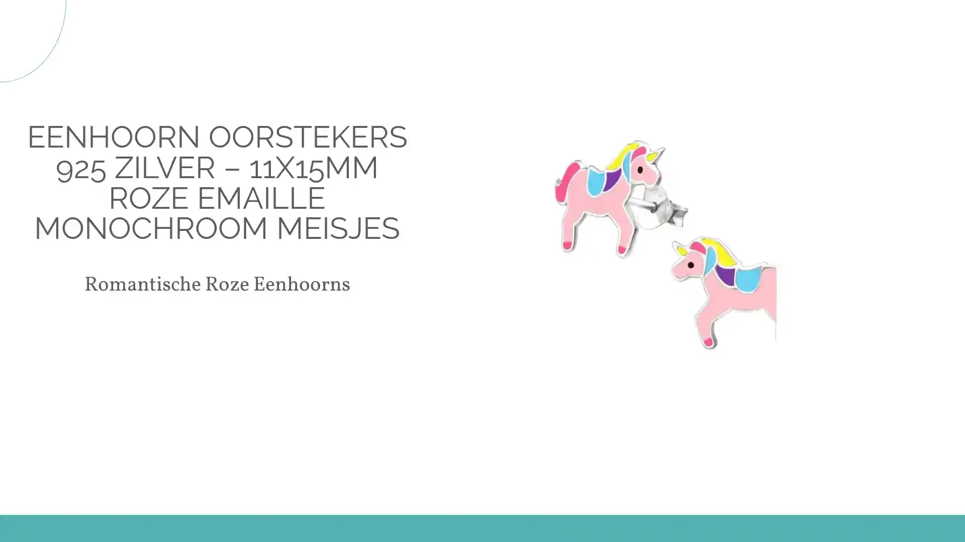 Eenhoorn Oorstekers 925 Zilver &ndash; 11x15mm Roze Emaille Monochroom Meisjes by@Outfy