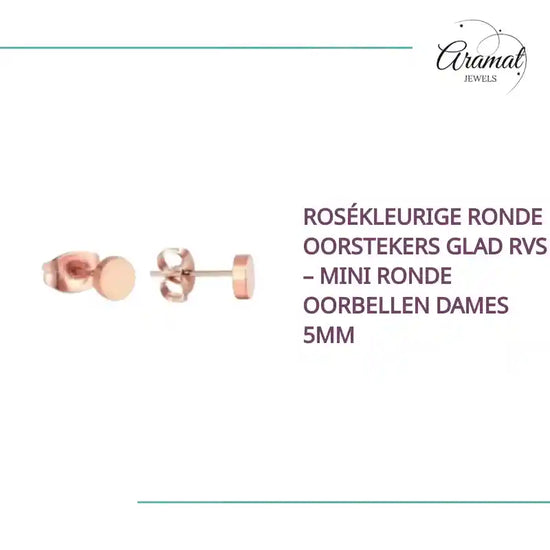 Ros&eacute;kleurige Ronde Oorstekers Glad RVS &ndash; Mini Ronde Oorbellen Dames 5mm by@Outfy