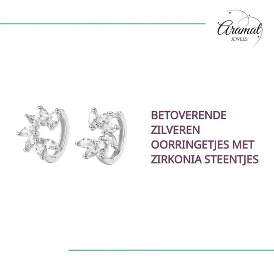 Betoverende Zilveren oorringetjes met zirkonia steentjes by@Outfy