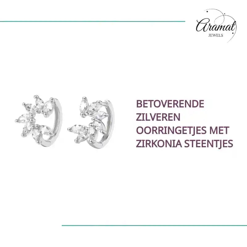 Betoverende Zilveren oorringetjes met zirkonia steentjes by@Outfy