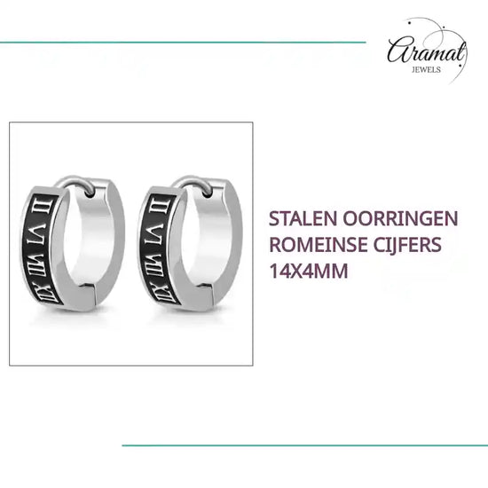 Stalen Oorringen Romeinse Cijfers 14x4mm by@Outfy