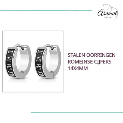 Stalen Oorringen Romeinse Cijfers 14x4mm by@Outfy