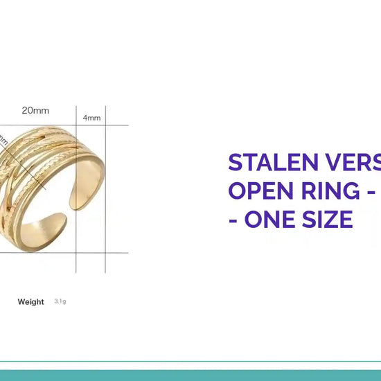 Stalen Verstelbare Open Ring - Lijnenspel - One Size by@Outfy