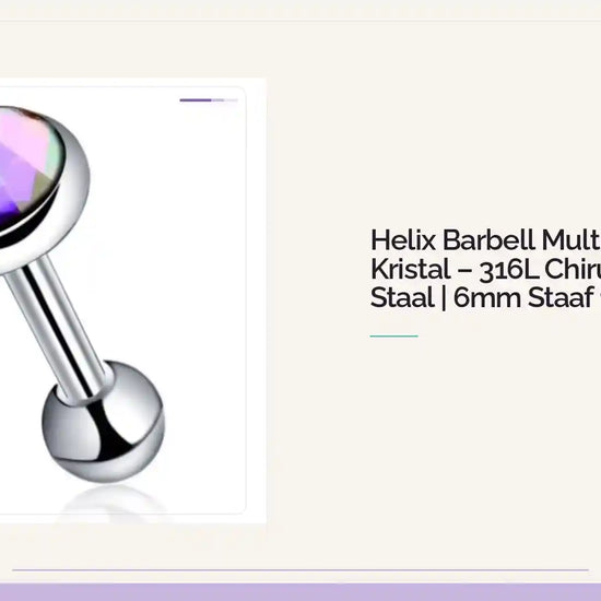 Helix Barbell Multicolor Kristal &ndash; 316L Chirurgisch Staal | 6mm Staaf 1,2mm by@Outfy