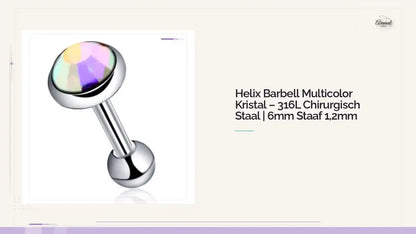 Helix Barbell Multicolor Kristal &ndash; 316L Chirurgisch Staal | 6mm Staaf 1,2mm by@Outfy