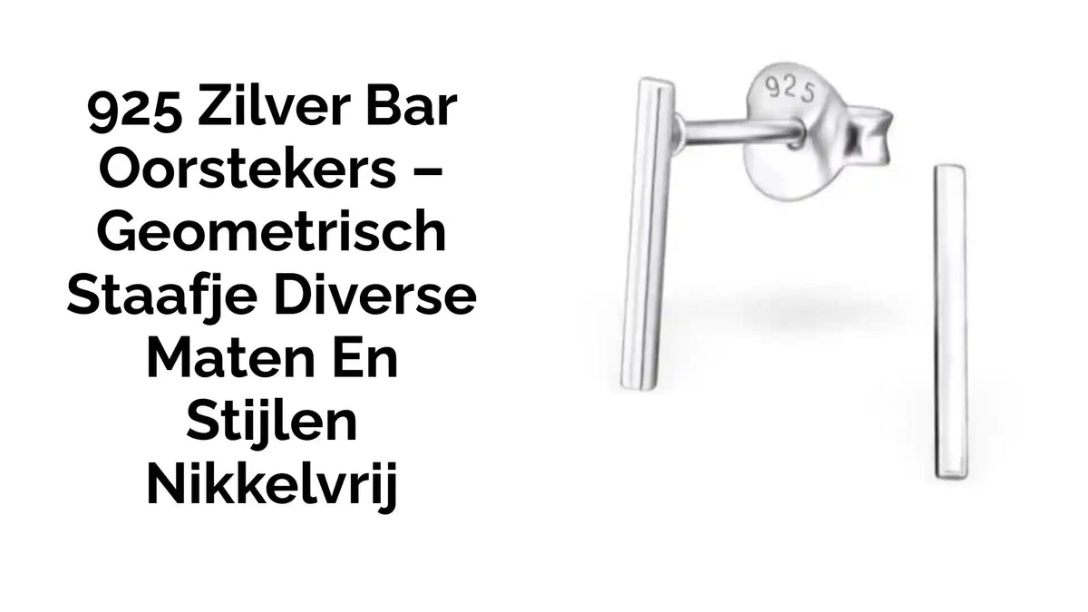 925 Zilver Bar Oorstekers &ndash; Geometrisch Staafje Diverse Maten en Stijlen Nikkelvrij by@Outfy