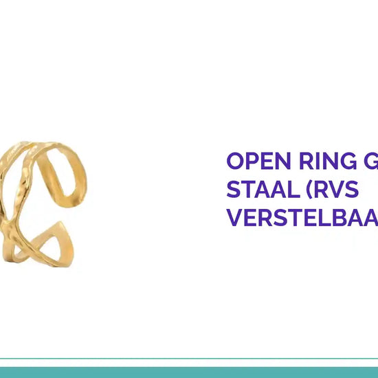 Open Ring Gehamerd Staal (RVS Verstelbaar) by@Outfy