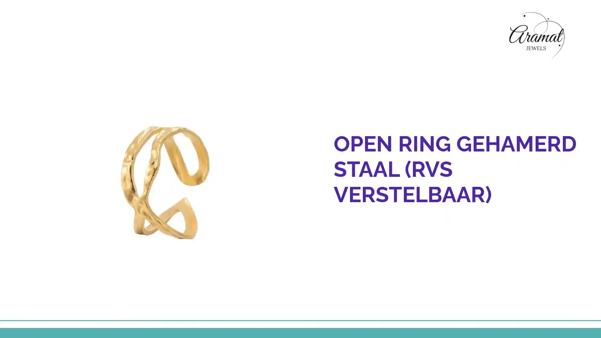 Open Ring Gehamerd Staal (RVS Verstelbaar) by@Outfy