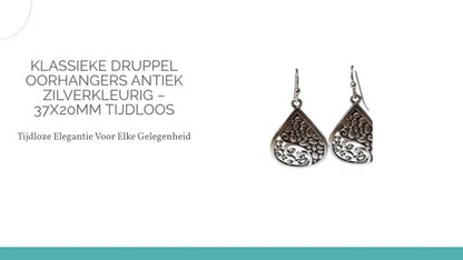 Klassieke Druppel Oorhangers Antiek Zilverkleurig &ndash; 37x20mm Tijdloos by@Outfy