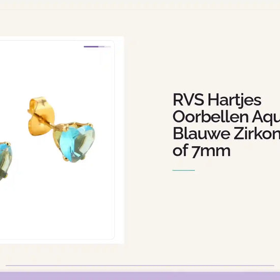 RVS Hartjes Oorbellen Aqua Blauwe Zirkonia &ndash; 6 of 7mm by@Outfy
