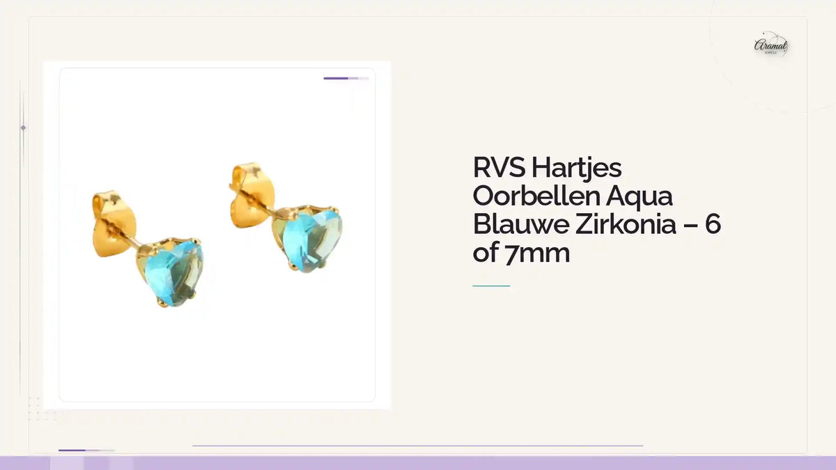 RVS Hartjes Oorbellen Aqua Blauwe Zirkonia &ndash; 6 of 7mm by@Outfy