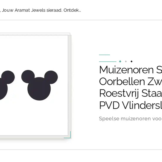 Muizenoren Silhouet Oorbellen Zwart Roestvrij Staal &ndash; 8mm PVD Vlindersluiting by@Outfy