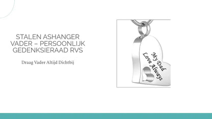 Stalen Ashanger Vader &ndash; Persoonlijk Gedenksieraad RVS by@Outfy