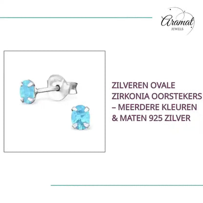 Zilveren Ovale Zirkonia Oorstekers &ndash; Meerdere Kleuren &amp; Maten 925 Zilver by@Outfy