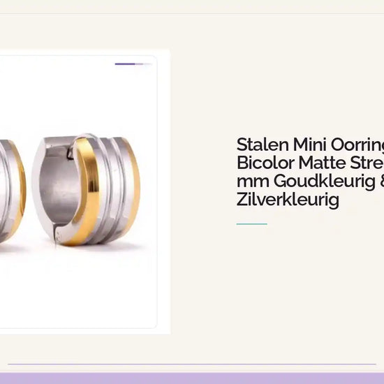 Stalen Mini Oorringen Bicolor Matte Strepen &ndash; 13 mm Goudkleurig &amp; Zilverkleurig by@Outfy