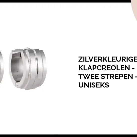 Zilverkleurige Klapcreolen - RVS - Twee Strepen - 13 mm - Uniseks by@Outfy