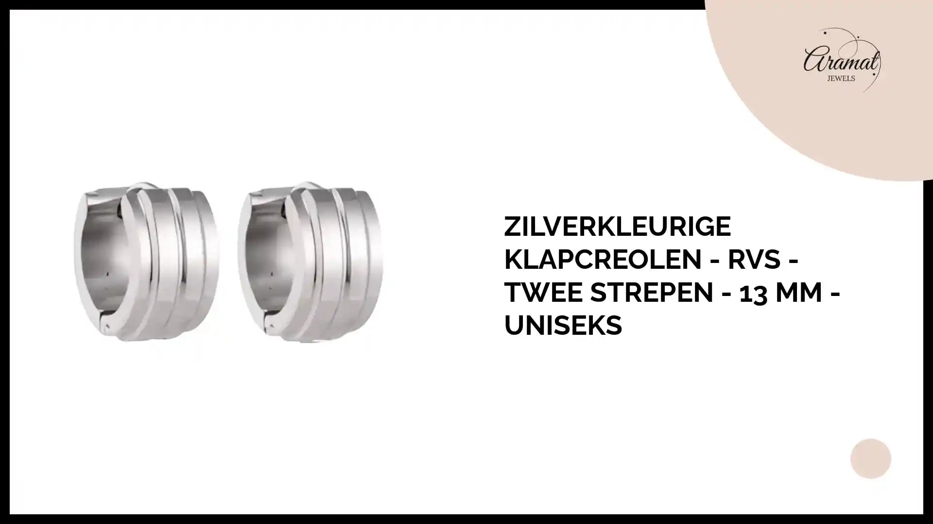 Zilverkleurige Klapcreolen - RVS - Twee Strepen - 13 mm - Uniseks by@Outfy
