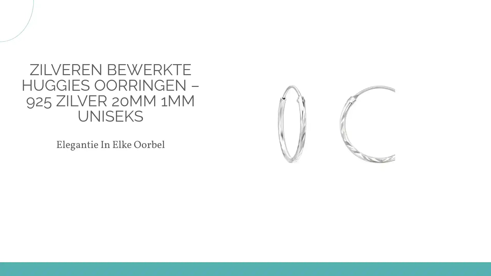Zilveren Bewerkte Huggies Oorringen &ndash; 925 Zilver 20mm 1mm Uniseks by@Outfy
