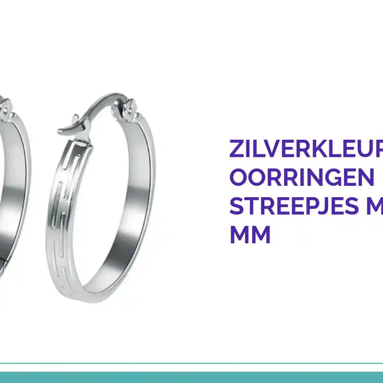 Zilverkleurige RVS Oorringen met Streepjes Motief - 20 mm by@Outfy