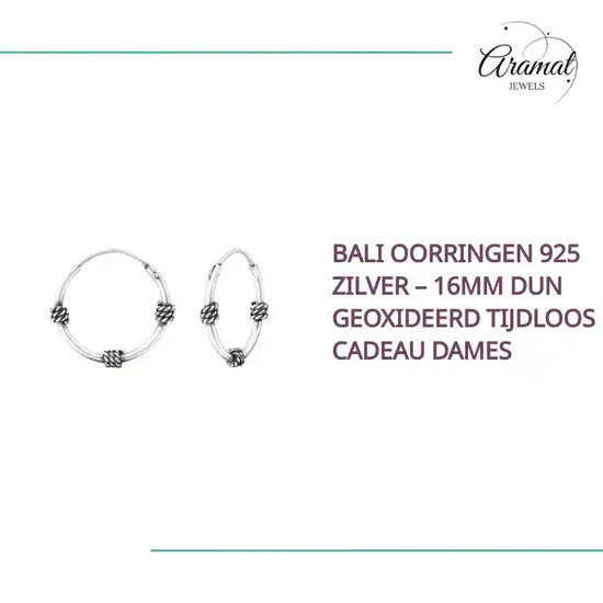 Bali Oorringen 925 Zilver &ndash; 16mm Dun Geoxideerd Tijdloos Cadeau Dames by@Outfy