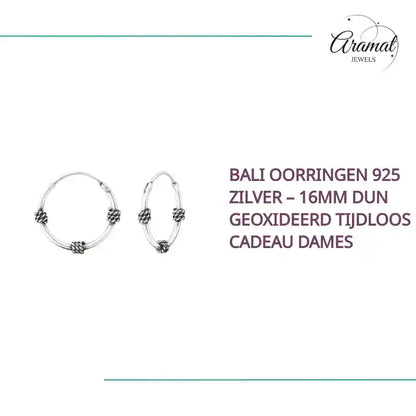 Bali Oorringen 925 Zilver &ndash; 16mm Dun Geoxideerd Tijdloos Cadeau Dames by@Outfy