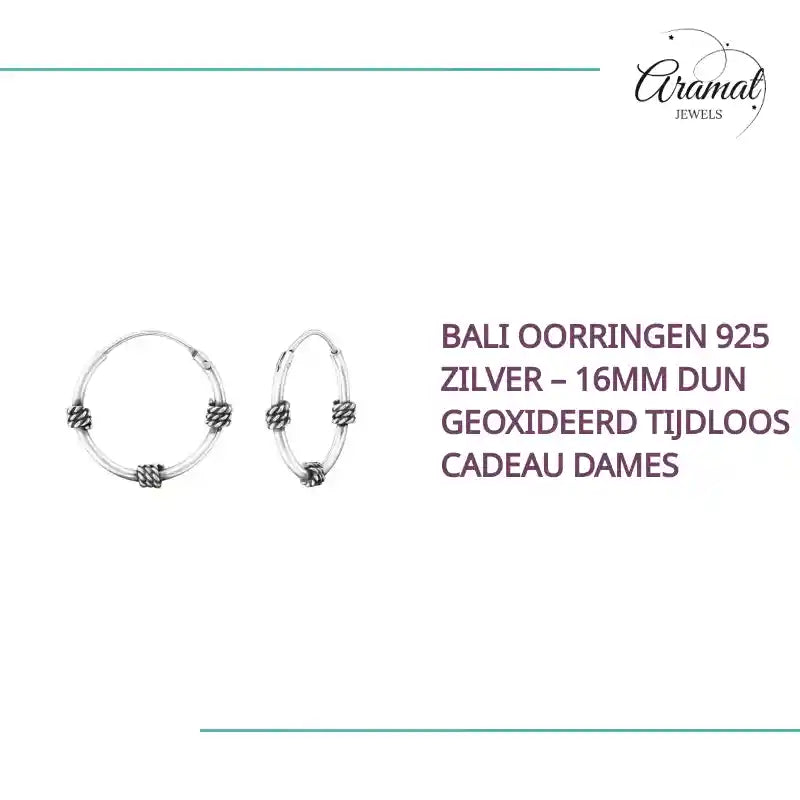 Bali Oorringen 925 Zilver &ndash; 16mm Dun Geoxideerd Tijdloos Cadeau Dames by@Outfy