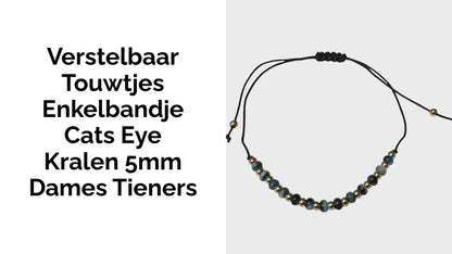 Verstelbaar Touwtjes Enkelbandje Cats Eye Kralen 5mm Dames Tieners by@Outfy