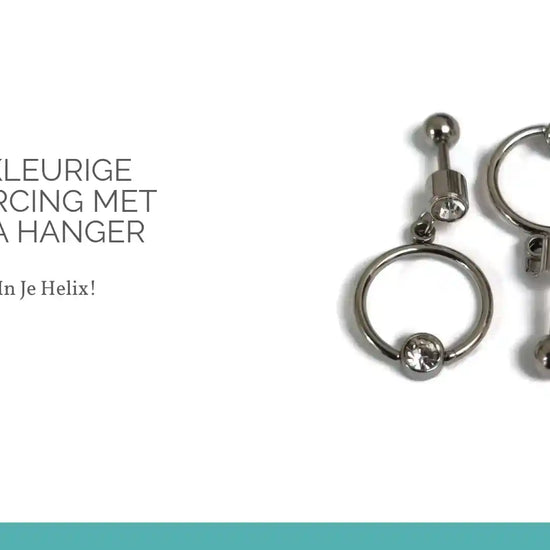 Zilverkleurige Helixpiercing met Zirkonia Hanger by@Outfy