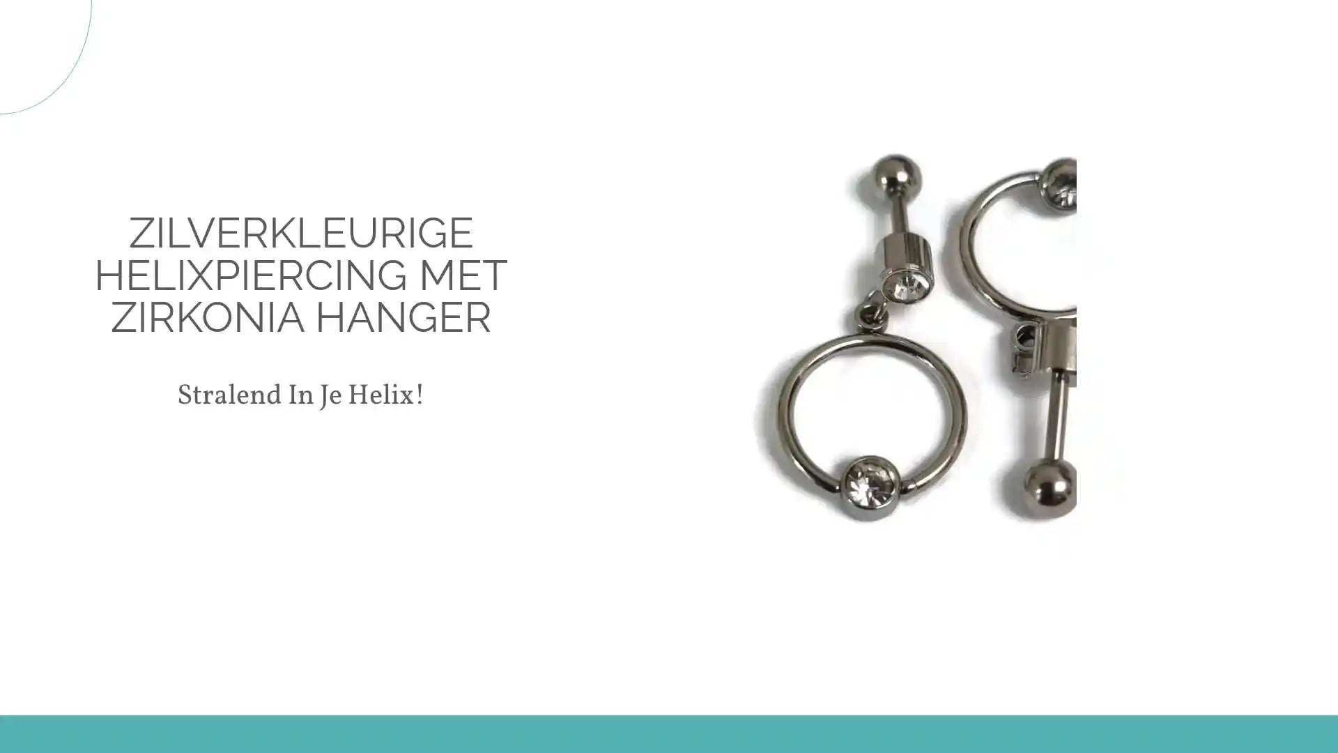Zilverkleurige Helixpiercing met Zirkonia Hanger by@Outfy