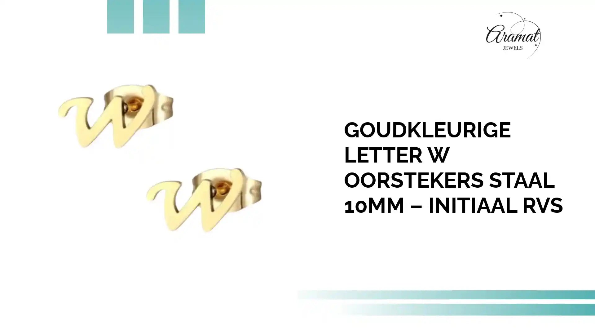 Goudkleurige Letter W Oorstekers Staal 10mm &ndash; Initiaal RVS by@Outfy